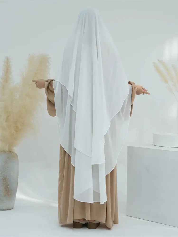 Eid Chiffon Gray Black White Khimar Abaya Dubai Luxury Islam Muslim Hijab Dresses For Women Jilbab Kebaya Niqab Musulmane Femme.