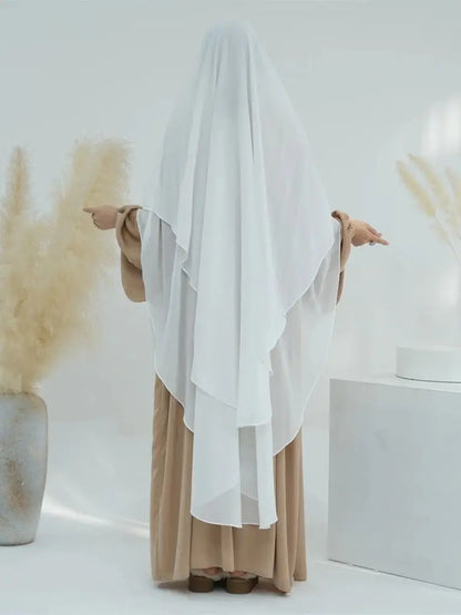 Eid Chiffon Gray Black White Khimar Abaya Dubai Luxury Islam Muslim Hijab Dresses For Women Jilbab Kebaya Niqab Musulmane Femme.