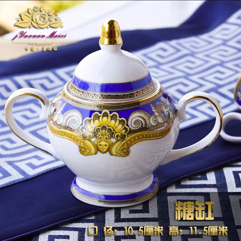 Luxury Blue Ocean Bone China Dishes Plates Western Clubhouse Upscale Heart Of The Sea Ceramic Tableware Decorative Plate