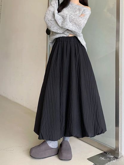 High Quality Cotton-padded Bud Skirts Women  Fall Winter Pocket Long Skirts Female Korean Fashion Apricot Streetwear Faldas 2025.