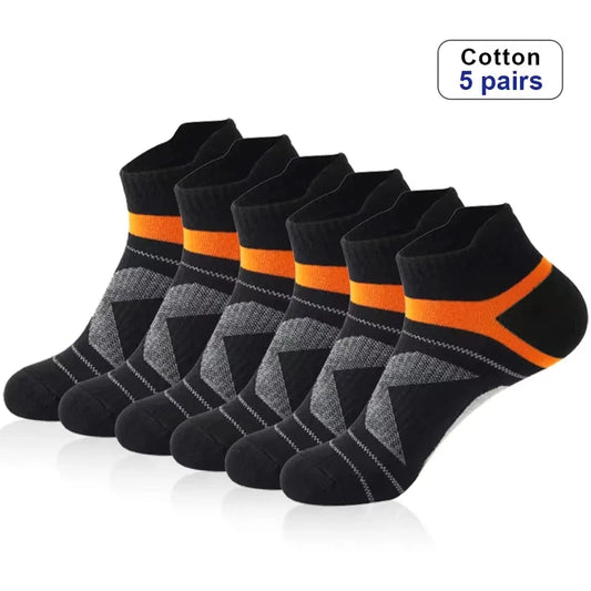5 Pairs High Quality Socks Men Summer Outdoor Casual Cotton Socks Short Breathable Black Ankle Socks Run Sports Socks Size 38-45.