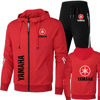 New motorcycle racing sportswear for men, featuring Yamaha logo print, zipper hoodie & pants, men's suit, men's sports suit.