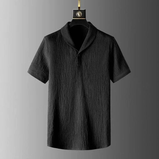 Summer Casual Thin Linen Set Men's Sport Suit Outdoor Wear Short Sleeve Long Pants Two-Piece Set Lightweight Comfortable Fit.