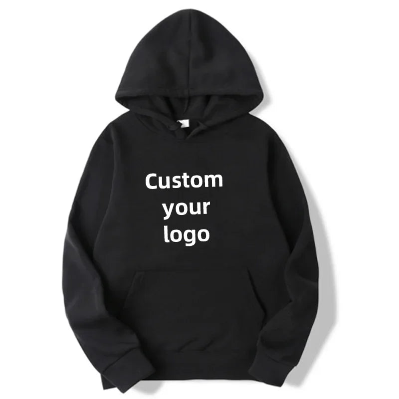 Customized hooded shirt for men and women, featuring photos and logos of your design. High end gifts in EU sizes.