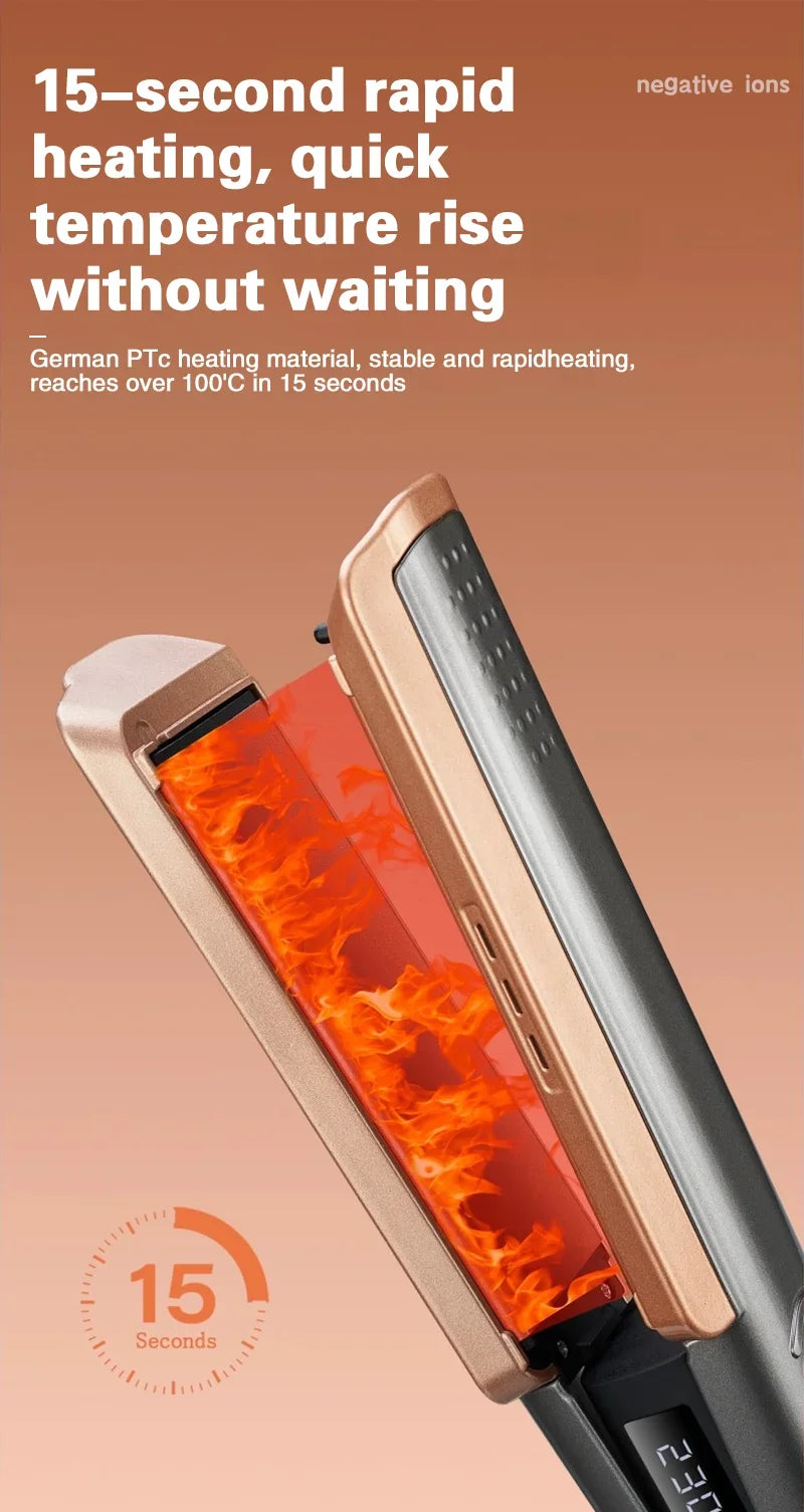 2 in 1 Hair Straightener Curling Ionizer with LCD Wide PanelProfessional Ceramic Hair Straightener with adjustable temperature.