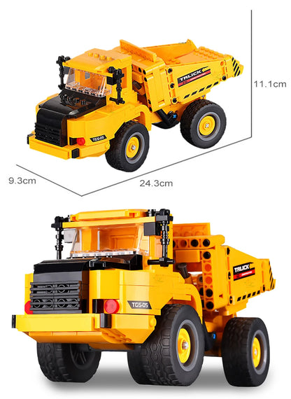 HUIQIBAO Engineering Truck Building Blocks Vehicle Excavator Bulldozer Crane Car Bricks City Construction Toys For Children Boys.