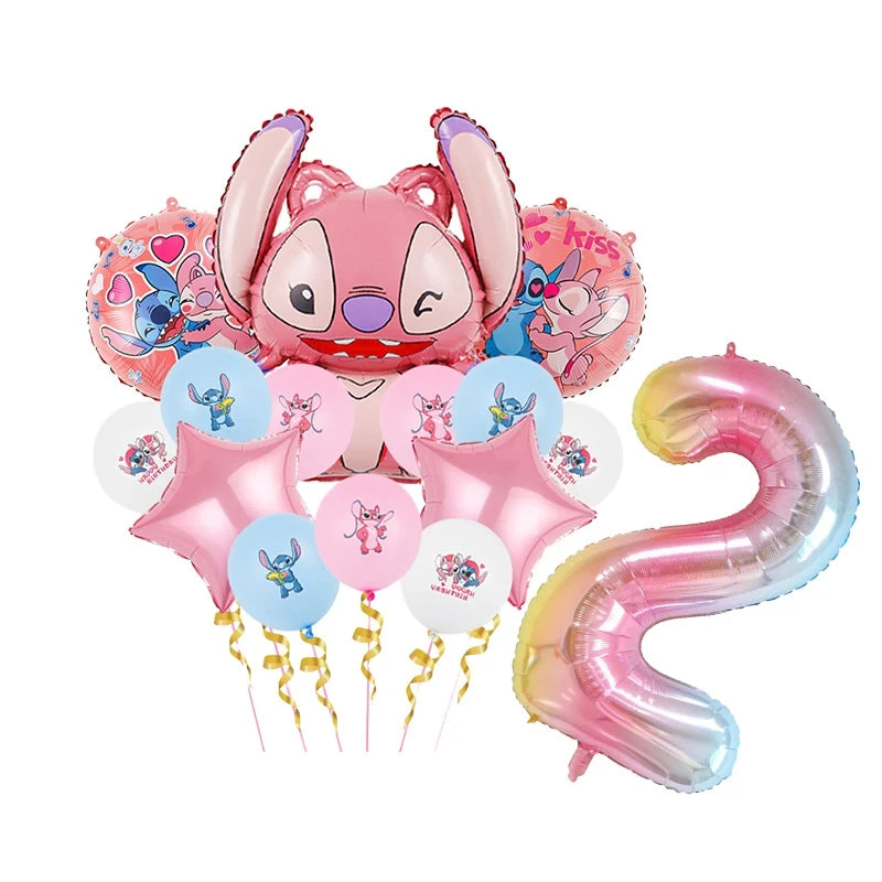 Disney Rosa Stich Geburtstag Party Dekorationen Mädchen Einweg Geschirr Ballon Kuchen Topper Tischdecken Liefert Baby Dusche