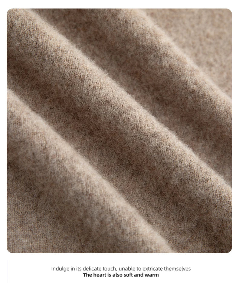 Men 100% Merino Wool Sweater Turtleneck Knitted Pullover Cashmere Warm Solid Color Clothes Business Bottoming Tops Autumn Winter