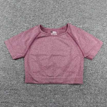 Seamless Yoga Suit Women's Long Sleeve Jacquard Sports High-Waisted Tightening Leggings Fitness Top Origin China