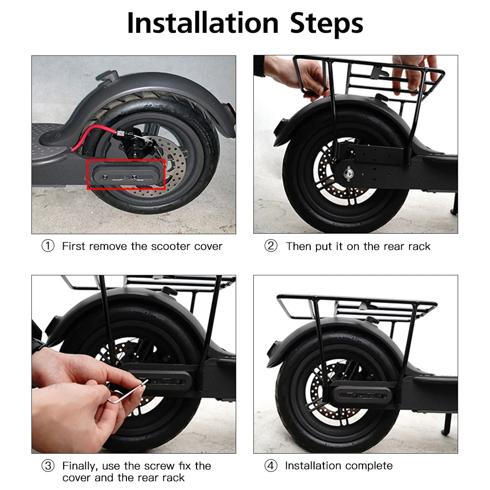 Electric Scooter Rear Rack Solid Bearing Scooter Luggage Cargo Rack Solid Steel Carrier Rack Replacement for Xiaomi M365 1S Pro.