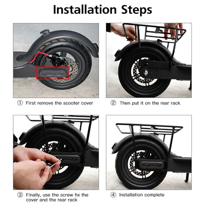 Electric Scooter Rear Rack Solid Bearing Scooter Luggage Cargo Rack Solid Steel Carrier Rack Replacement for Xiaomi M365 1S Pro.