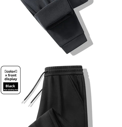 Men's Plus Size Pants Thickened Fleece Lined Thickened Autumn Winter Casual Trousers Loose Warm Outerwear Cold Proof Clothing.