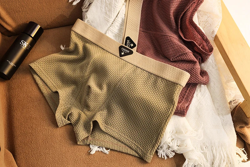 4 Stück Herren-Boxershorts, Eisseide, Unterwäsche, Unterhose, kühl, atmungsaktiv, sexy, schlankes Höschen, Netz-Dessous