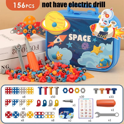 Children Toys Tool Set Electric Drill Screw Nut 3D Puzzle Toys Pretend Play Repair Tool Box Drilling Assembly Educational Toys