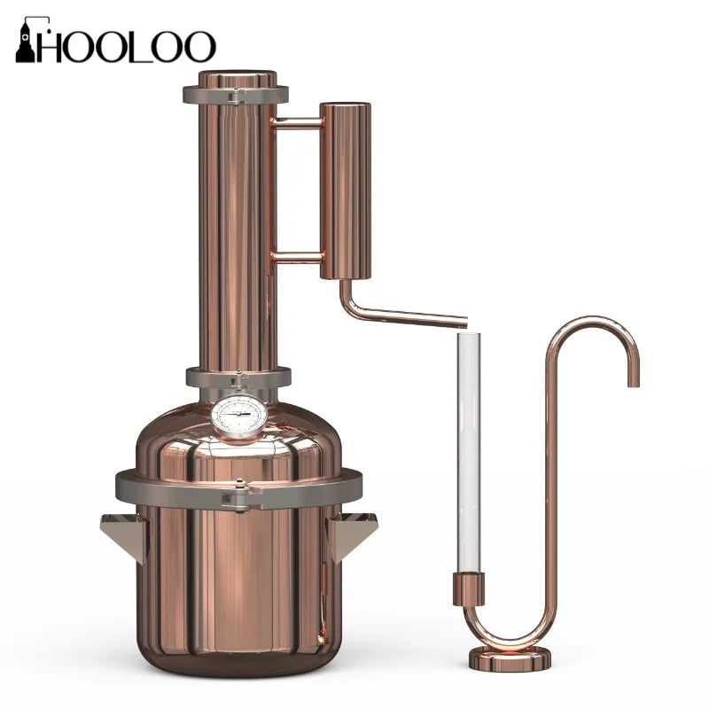 HOOLOO 8L Copper Distiller Essential Oil Hydrosol Still Home Distiller Direct Fire Hea Equipment DIY from Herbs Plants & Flowers.