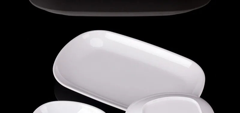 Rectangle Melamine Breakfast Plate Meal Dish Trays Imitation Porcelain Dessret Snack Dishes to Eat Kitchen Tableware 8-10 Inch.