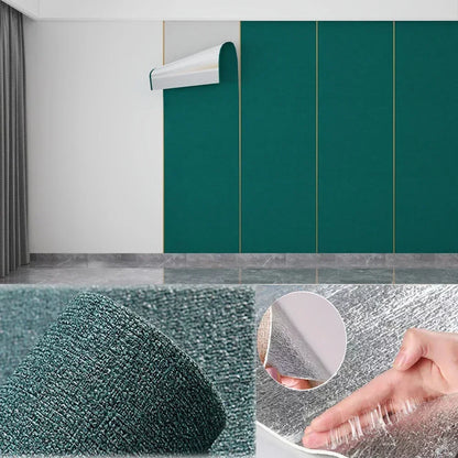 PVC Einfarbig Verdickte Wasserdichte 3D Leinen Selbstklebende Wandaufkleber Schlafzimmer Und Wohnzimmer Wand Renovierung Tapete ﻿