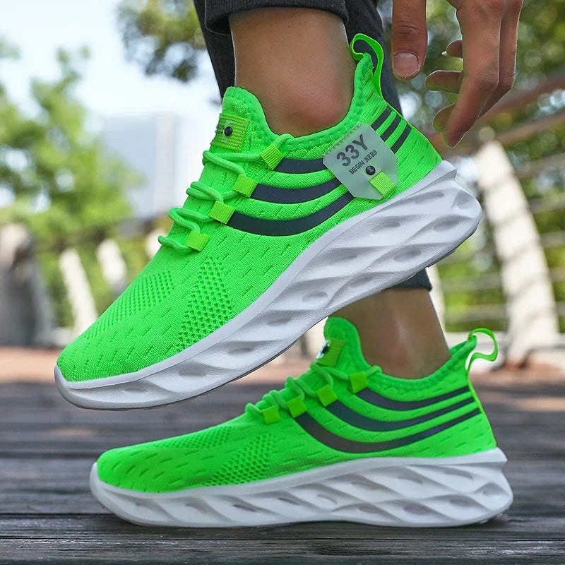 Men's Summer Breathable Mesh Shoes Lightweight Non Slip Knit Running Sneakers Trendy Aesthetic Focused Jogging Basketball Shoes.