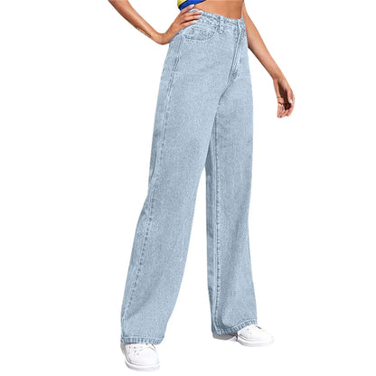 High Waist Loose Fit Straight Leg Jeans Women's Casual Summer New Style Cross-Border EBay Denim Pants High Waist Jeans.