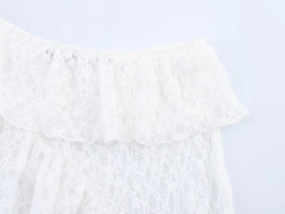 Tossy Fashion Summer Lace Long Skirt Women See-Through Slim High Waist Hollow Out Patchwork Elegant Commute Female Maxi Skirt.