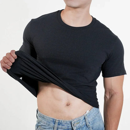 3pcs Mens Plain T-Shirt Casual 100% Cotton Slim Fit Short Sleeve Fitness Top Gym Clothes Soft Male White Black Big Size T Shirt.