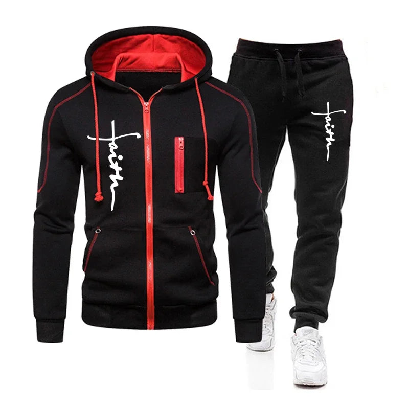 Daily Men's Tracksuit Jogging Hoodie Men Single Piece Sports Zipper Jacket Sweatshirts and Sports Pants Clothing Casual Outdoors.