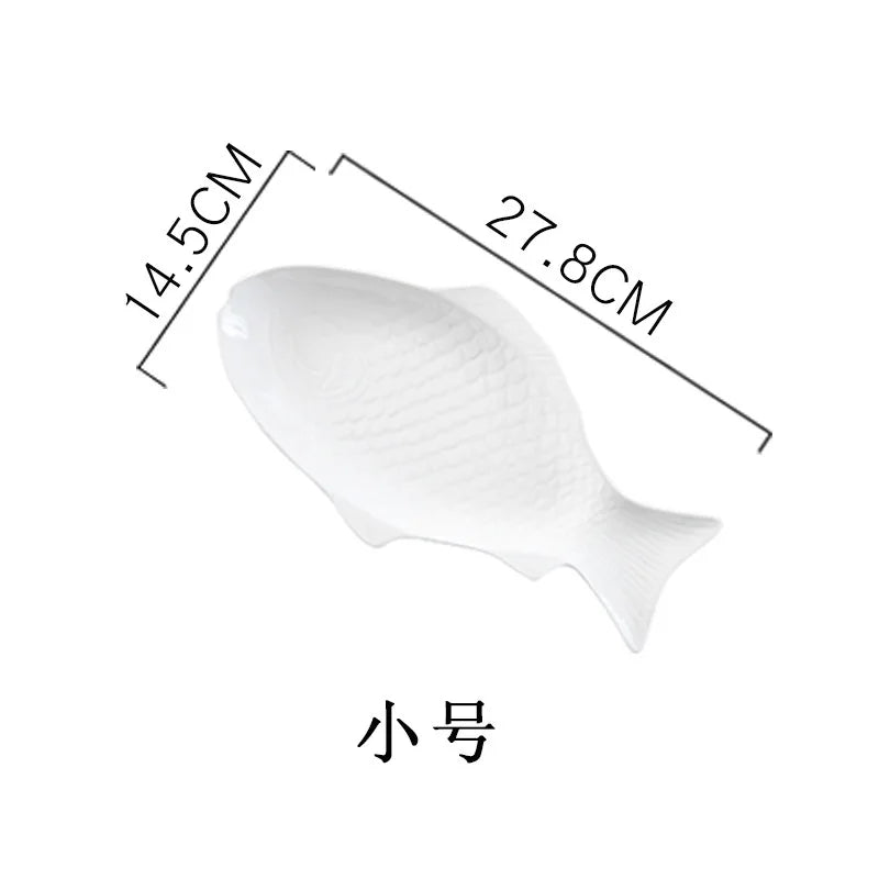 Japanese Ceramic Fish Plate White Irregular Plate Healthy Tableware Kitchen Cookware Dessert Sushi Pasta Plate Hotel Tableware.