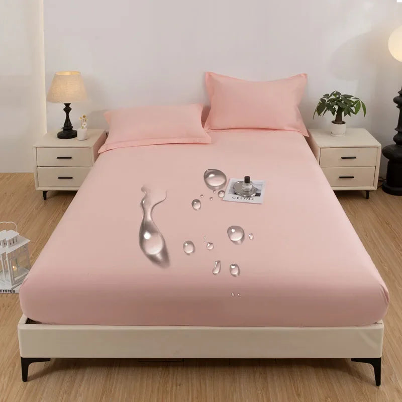 1PC waterproof soft skin frosting solid color bed cap dust cover Mattress cover sheet (pillow case and pillow core not included).