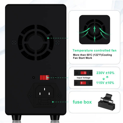 Wanptek DC Lab Power Supply 32V 62V 120V 160V Adjustable Switching Power Supply with 5V 2A USB Charging Display Regulator.