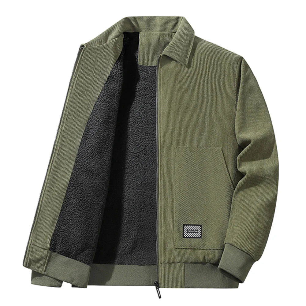 Winter New Arrival Corduroy Jacket Business Casual Windproof Thermal Fleece-Lined Thickened Collared Cotton Coat Fashionable.