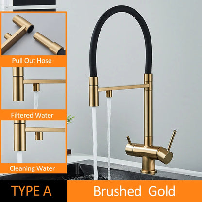 Black Grey Filtered Kitchen Faucet Water Filter Kitchen Faucets Filter Faucet Mixer Water Purification Water Drinking Water Taps