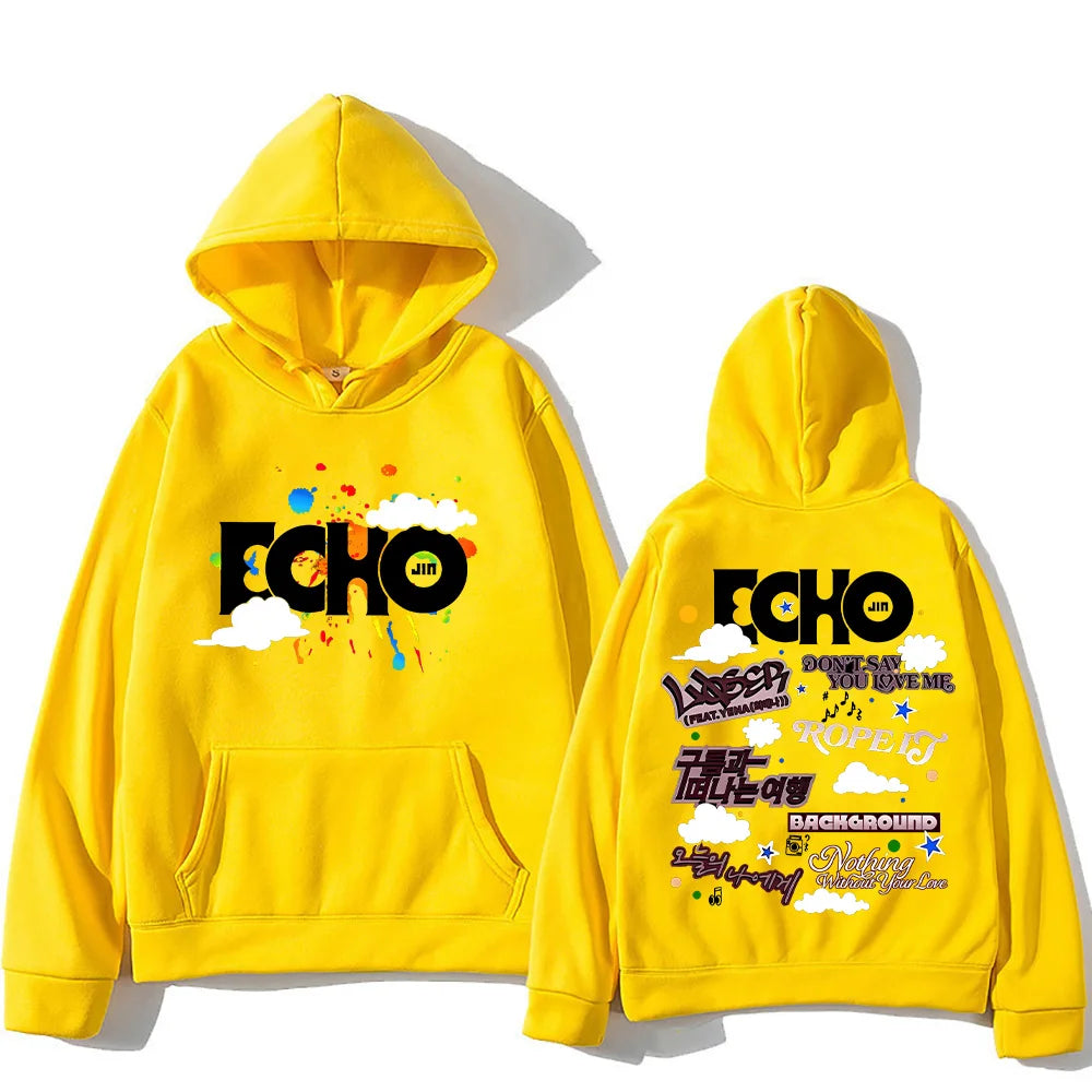 Jin Echo Hoodies Unisex Autumn Winter Casual Vintage Streetwear Sweatshirts Fashion Women New Album Tour Pullover Jin Fans Gifts.
