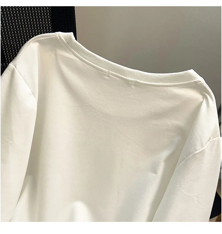 175kg plus size Damen büste Frühling Herbst loses Sweatshirt bedrucktes Buchstaben oberteil schwarz weiß 6xl 7xl 8xl 9xl 10xl 11xl