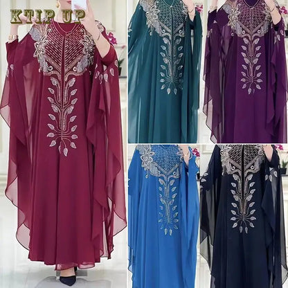 Abaya Marokkanisches Dubai-Kaftan-langes Kleid für muslimische Frauen, Ramadan, Arabisch, Luxus-Stickerei-Spitze, Hochzeitskleid, islamisches Ne.