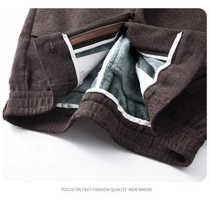 Men's Winter Velvet Casual Pants Thickened Warm Slim Fit Comfortable Solid Color Trousers Korean Fleece  Fashion Outdoor Jogging