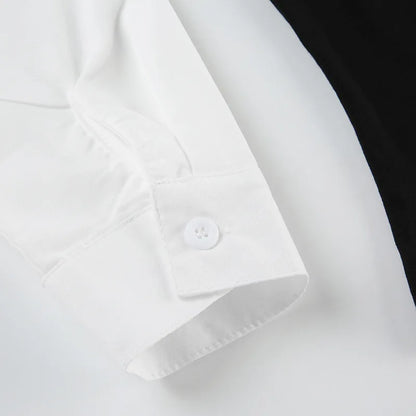 Fashionable and minimalist college style contrasting color lapel fake two piece T-shirt versatile short sleeved top