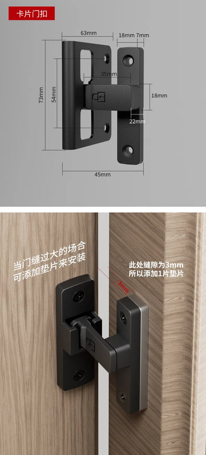 Riegel Riegel Indoor Non-Punch Türschloss Badezimmer Schiebetür Schnalle Schiebetür Snap Altmodische oberflächenmontierte Zimmertür