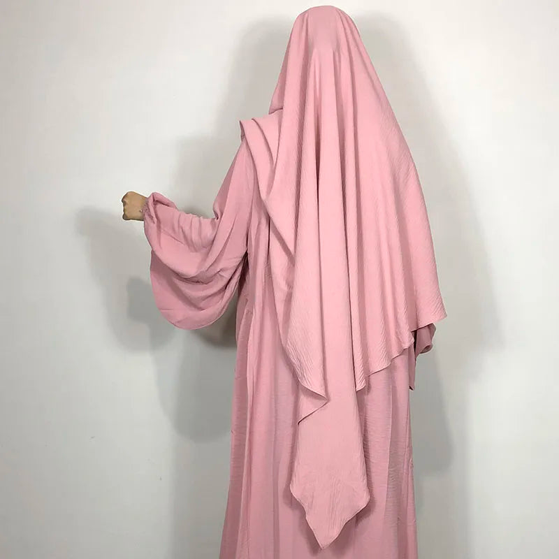 New One Layer Jazz Crepe Diamond Khimar High Quality Muslim EID Ramadan Islamic Clothing Tie Back Prayer Hijab Dropshipping.