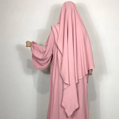 New One Layer Jazz Crepe Diamond Khimar High Quality Muslim EID Ramadan Islamic Clothing Tie Back Prayer Hijab Dropshipping.