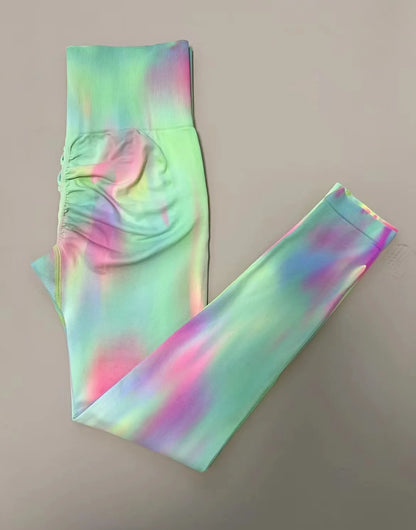 New Tie Dyed High Waist Gym Leggings Push Up Scrunch Seamless Thick Sports Pants Elastic Soft Yoga Workout Leggins Women