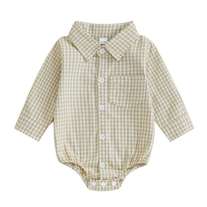 Kleinkind Niedlicher Gitter Revers Overall Kleinkind Dünner Stil Freizeit Einteiliger Baby Herbst Body.