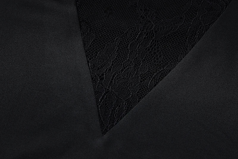 Dulzura Ärmelloses, seitlich geschlitztes Spitzen-Patchwork, rückenfreies Cami-Maxikleid für Damen, sexy, elegantes langes Kleid, Party, Clubwear, Herbst.