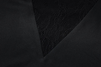 Dulzura Ärmelloses, seitlich geschlitztes Spitzen-Patchwork, rückenfreies Cami-Maxikleid für Damen, sexy, elegantes langes Kleid, Party, Clubwear, Herbst.