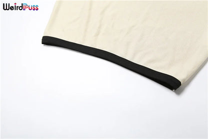 Weird Puss geripptes 2-teiliges Damen-Set, Polo-Ausschnitt, Knopf-Shorts, bauchfreie Tops + Miniröcke, passende Stretch-elegante Streetwear-Outfits.