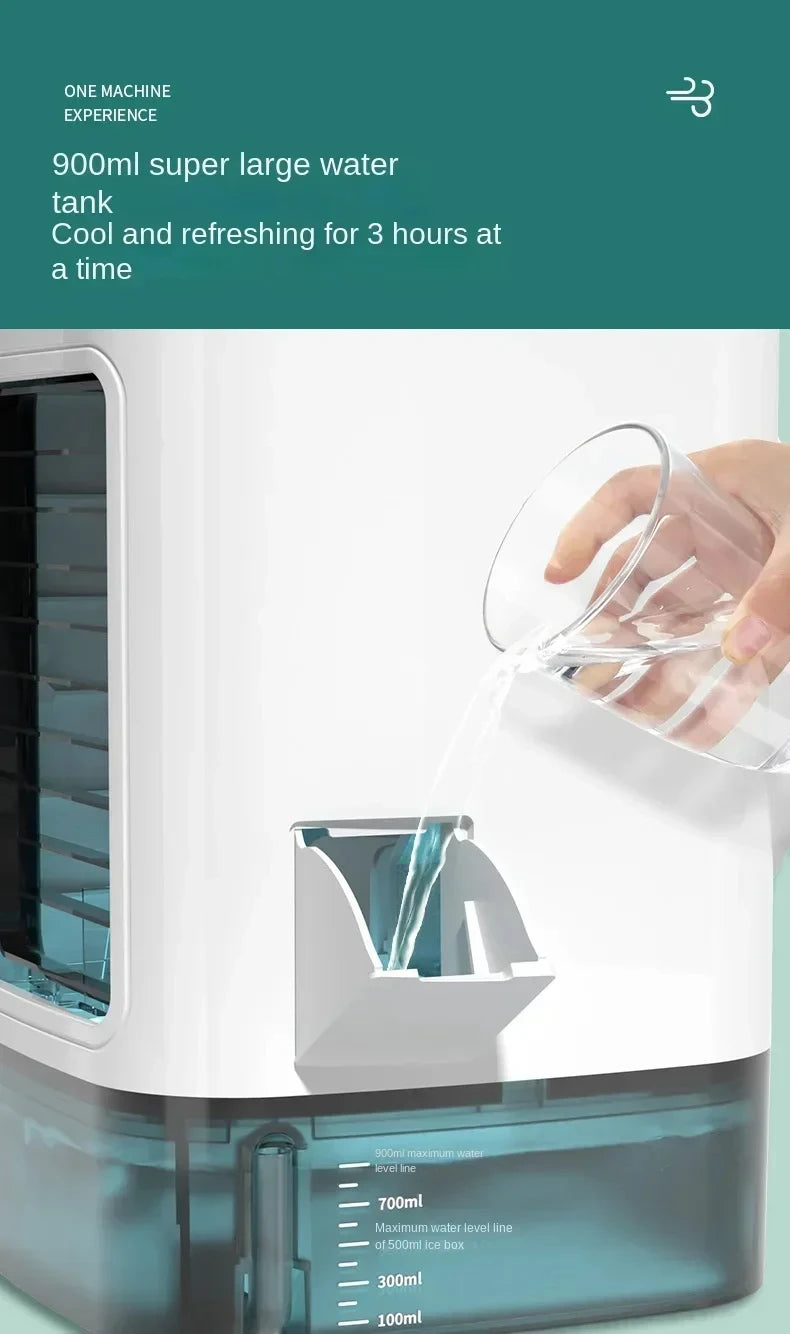 Air Conditioner Portable Fan Desktop Dual Spray Ultrasonic Atomization 3-Speed Mute Air Cooler Night Light Electric Fan for Home.