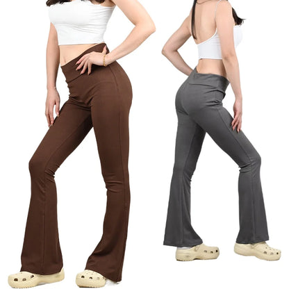 Woman Spring Summer Cinching Hip Lifting Fitness Exercise Elastic Bell Bottom Pants Women Casual Outdoor Running Yoga Pants.