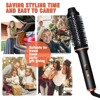 Curling Iron Brush PTC Heated Thermal Brush Ceramic Hair Curler Hot Brush Create Loose & Volume Curls Heating Hair Styling Brush