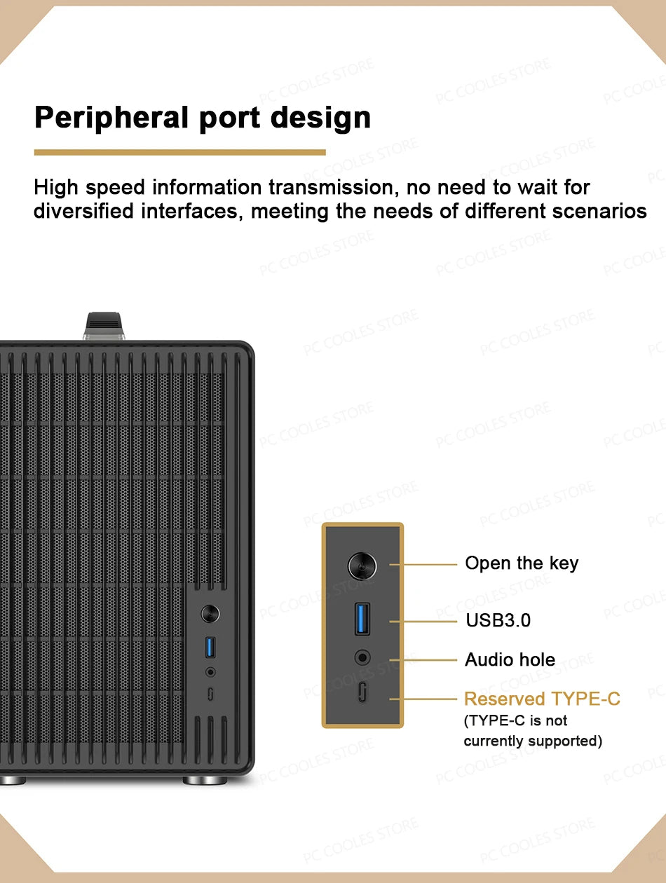 Power Train P40 MATX Mesh Case Handheld DIY Mini Compact ITX Type-c Desktop Game Computer Chassis Supports 350mm Graphics Card.