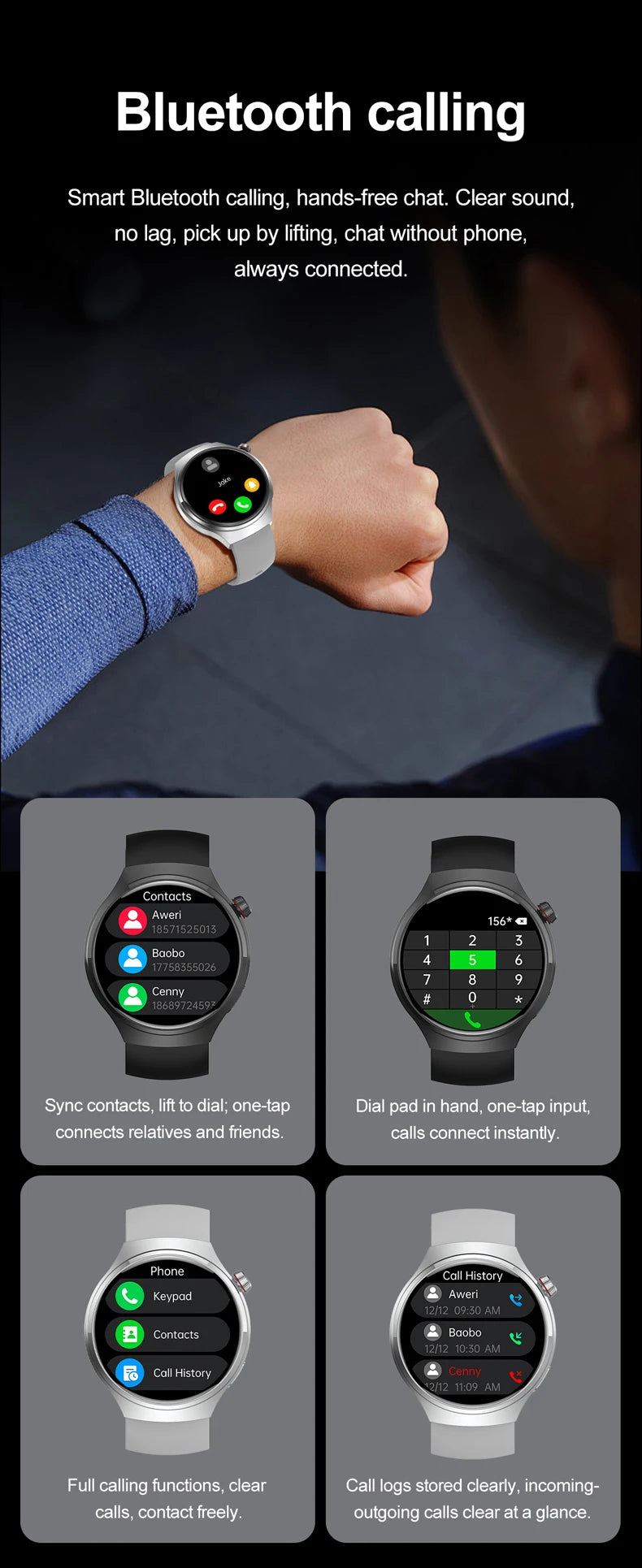 2025 New Watch 4 GT Series Smart Watch Men AMOLED Screen Heart Rate Health Monitoring Bluetooth Call Business Smartwatch Man.