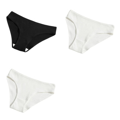 3Pcs/Set Cotton Panties Women Low Waist Underwear Seamless Briefs Solid Color Sports Breathable Underpants Female Lingerie
